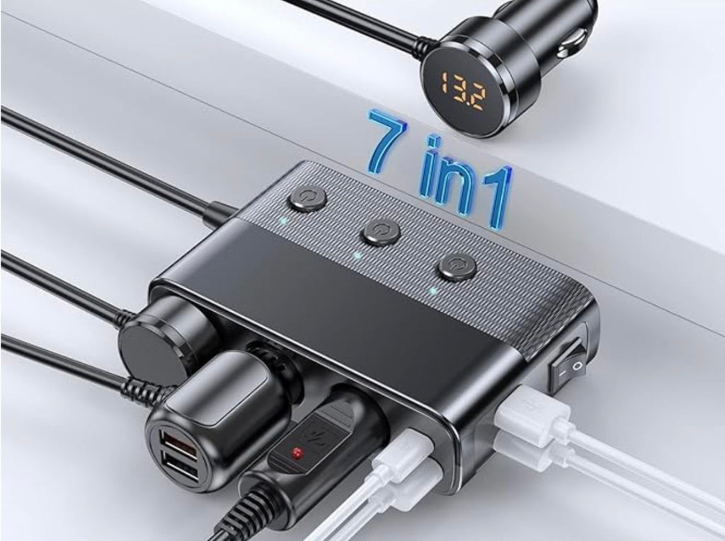 Low profile 7 in 1 12v Charger Adapter with Cable Track
